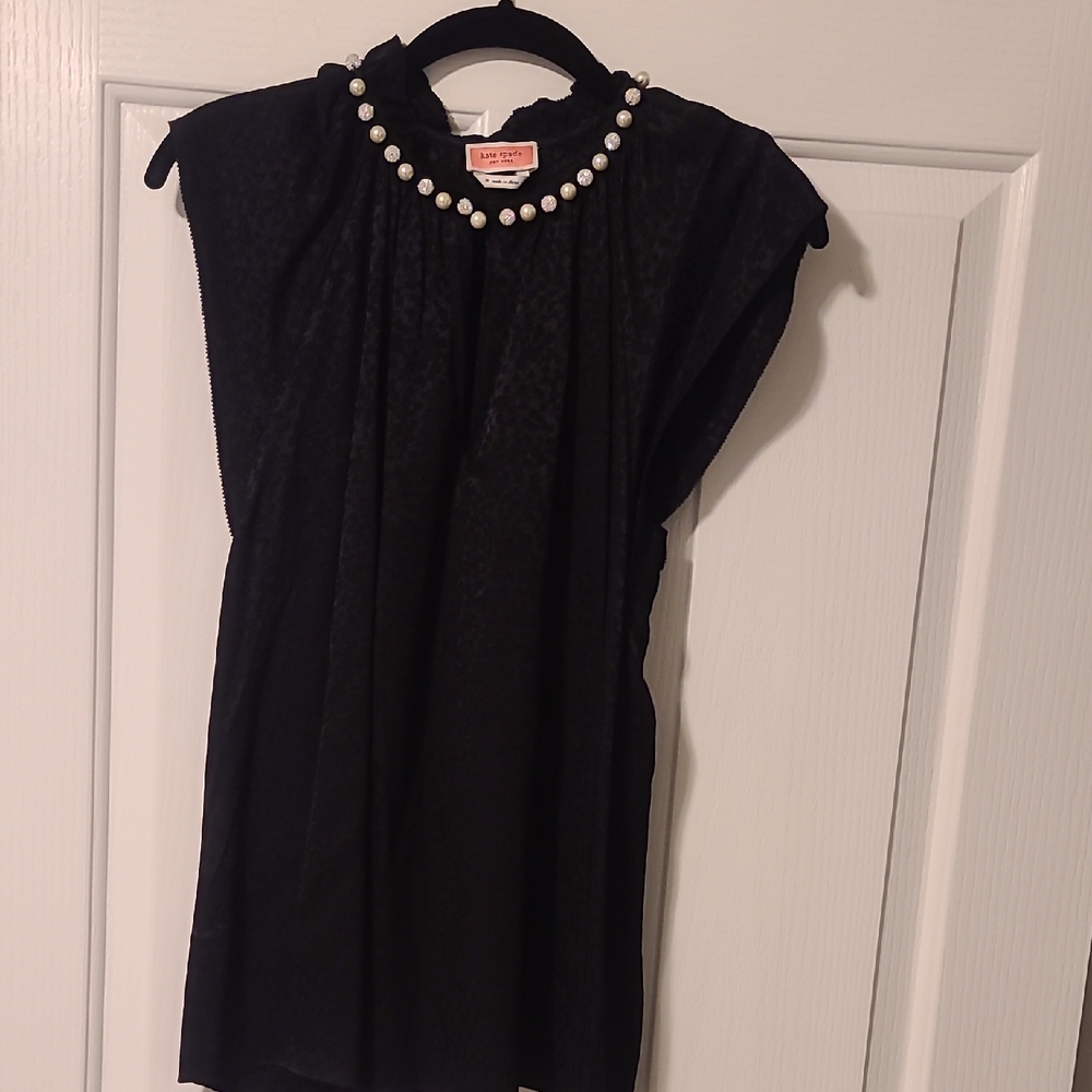 Kate Spade Black Top with Pearl Detail